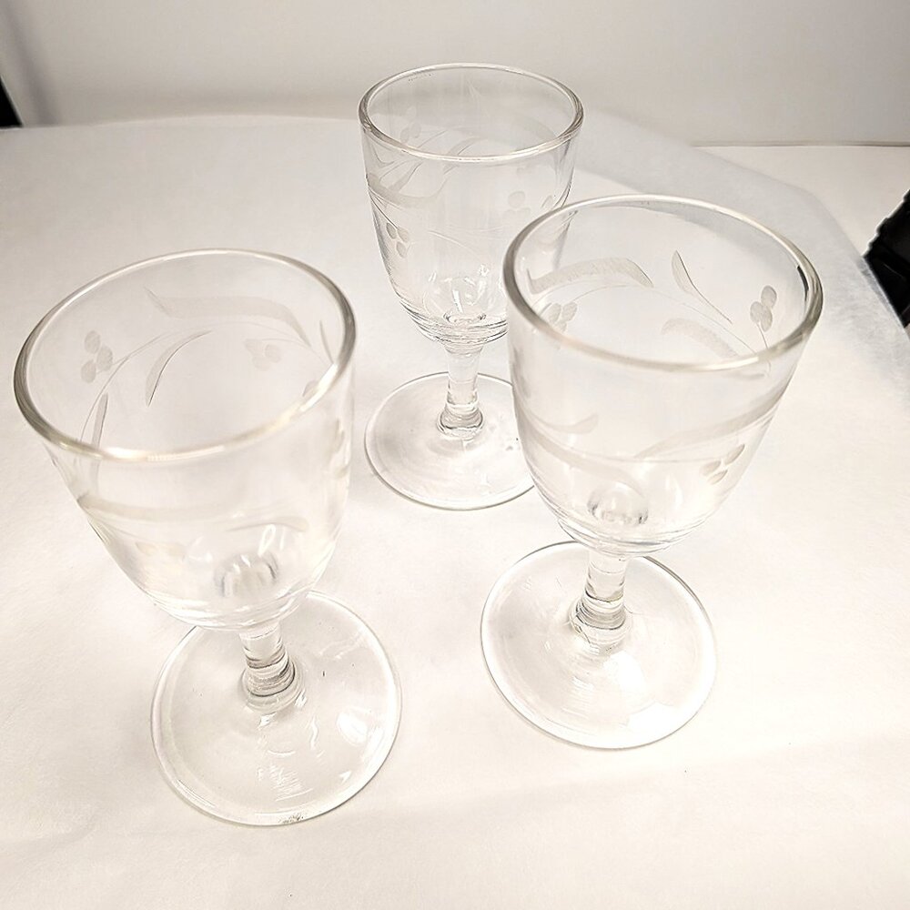Set of 3 Vintage Libbey Georgian Bamboo Stem Juice Glasses Vintage Condition